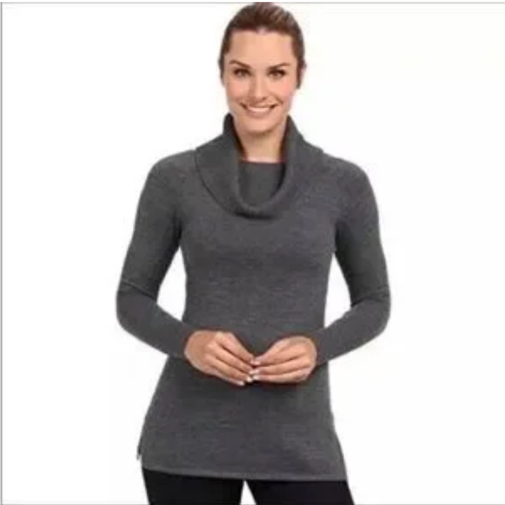 Smartwool Grey Minturn Drape Cowl Neck Merino Wool Taupe Sweater Size Small - Picture 1 of 8